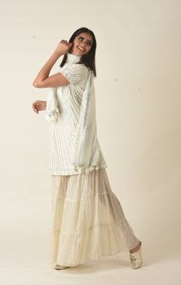 Lurex woven tiered sharara and gota kurti 2