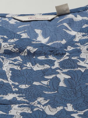 Blue printed cotton short-dresses 2