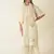 Ivory woven with laces, and pastel flower embroidery with tassled scarf