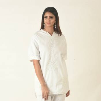 Khadi kurti pant with embroidery 2