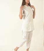 Khadi kurti pant with embroidery