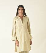 Khaki pathansuit with embroidery
