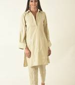 Khaki pathan suit with embroidery