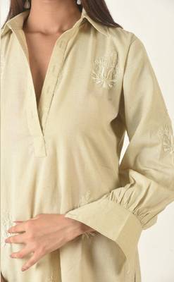 Khaki pathan suit with embroidery 4