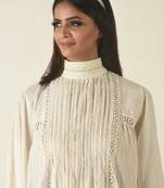 White collar pintucked kurta set