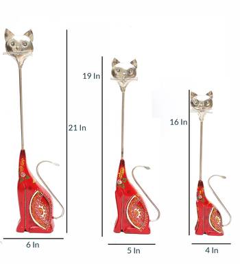 Cat Wood Figurine Set Of 3 5