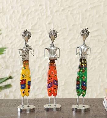 Nickel musician Human Figurine Set Of 3 1