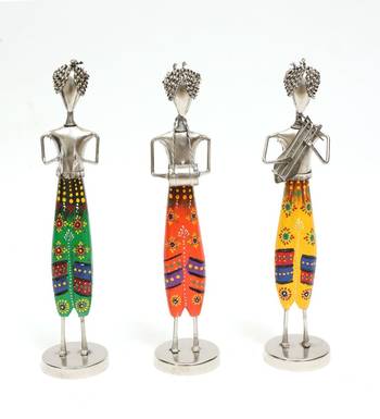 Nickel musician Human Figurine Set Of 3 2