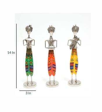 Nickel musician Human Figurine Set Of 3 4