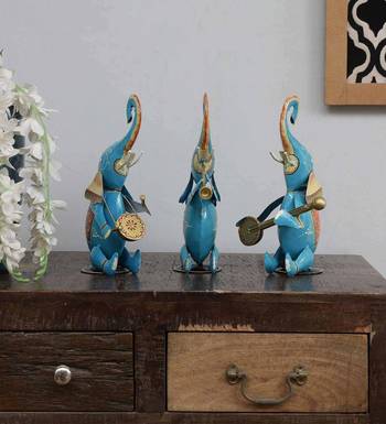 Musician Elephant Animal Figurine, Set of 3 1