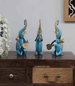 Musician Elephant Animal Figurine, Set of 3