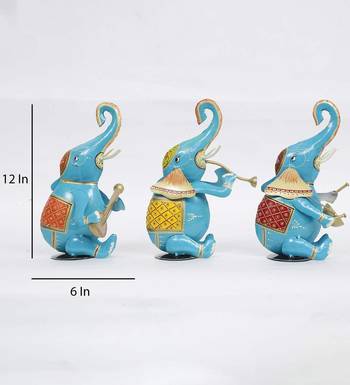 Musician Elephant Animal Figurine, Set of 3 2