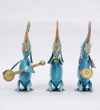 Musician Elephant Animal Figurine, Set of 3 4