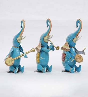 Musician Elephant Animal Figurine, Set of 3 6