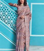Purple printed manipuri silk saree with blouse