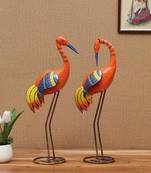 Swan Couple Figurines In Orange