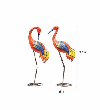 Swan Couple Figurines In Orange 5