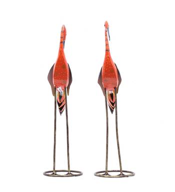 Swan Couple Figurines In Orange 6