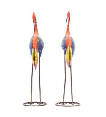 Swan Couple Figurines In Orange 7