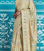 Gold printed manipuri silk saree with blouse