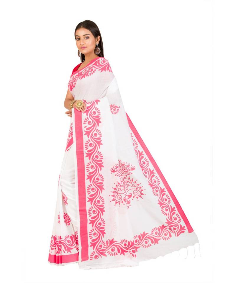 white cotton handloom sarees