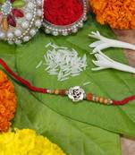 Rhodium Plated Ethnic Designer Lord Ganesha Rakhi for Brother Bhaiya (R026)