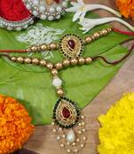 Gold Plated Pearl And Stone Studded Bhaiya Bhabhi Rakhi Set (R616Co)