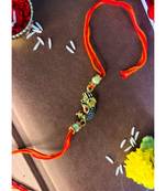 Gold Plated Peacock Design Meena Work Pearl Rakhi For Men/Boys 