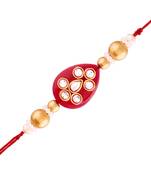 Gold Plated Designer Kundan Pearl Rakhi For Men/Boys 