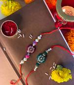 Ethnic Designer Pearl Kundan Combo Rakhi Bracelet for Men/Brother/ Bhaiya (Pack of 2) (R016-19)