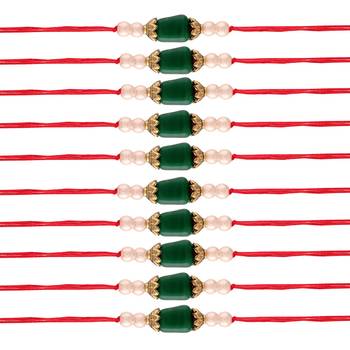 Ethnic Designer Pearl Beads Combo Rakhi Bracelet for Men/Brother/ Bhaiya (Pack of 10) (R018-10) 1