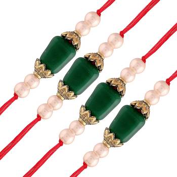 Ethnic Designer Pearl Beads Combo Rakhi Bracelet for Men/Brother/ Bhaiya (Pack of 4) (R018-4) 1