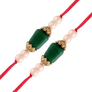 Ethnic Designer Pearl Beads Combo Rakhi Bracelet for Men/Brother/ Bhaiya (Pack of 2) (R018-2) 1