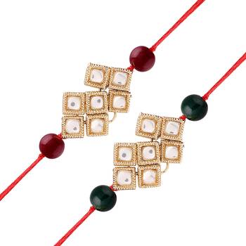 Designer Pearl Kundan Combo Rakhi Bracelet for Men/Brother/ Bhaiya  1