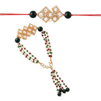 Designer Bhaiya Bhabhi Hanging Lumba Rakhi Combo Set for Rakshabhandan Special  1