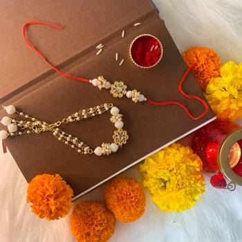 Designer Bhaiya Bhabhi Hanging Lumba Rakhi Combo Set for Rakshabhandan Special  1