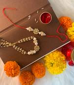 Designer Bhaiya Bhabhi Hanging Lumba Rakhi Combo Set for Rakshabhandan Special 