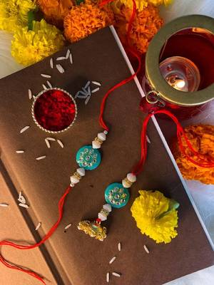 Designer Bhaiya Bhabhi Hanging Lumba Rakhi Combo Set for Rakshabhandan Special (R017-CO) 1