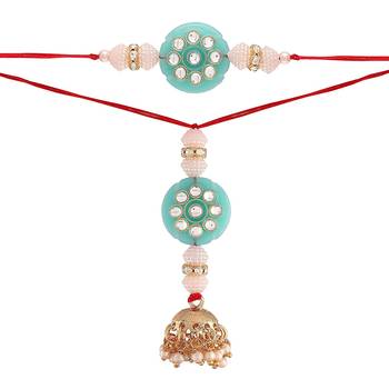 Designer Bhaiya Bhabhi Hanging Lumba Rakhi Combo Set for Rakshabhandan Special (R017-CO) 2