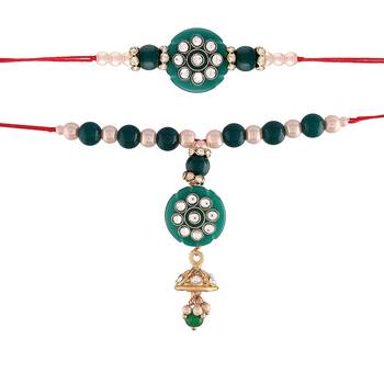 Designer Bhaiya Bhabhi Hanging Lumba Rakhi Combo Set for Rakshabhandan Special (R019-CO) 2