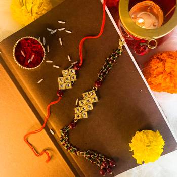 Designer Bhaiya Bhabhi Hanging Lumba Rakhi Combo Set for Rakshabhandan Special  1