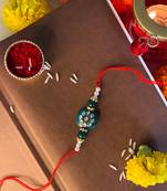 Gold Plated Ethnic Designer Pearl Beads Rakhi Bracelet for Brother/Men (R019-R)