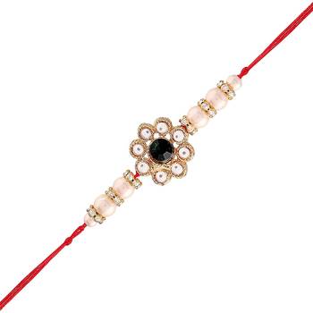 Ethnic Designer Pearl Kundan Rakhi Bracelet for Brother/Men  2