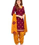 Maroon printed crepe salwar