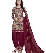 Maroon printed crepe salwar