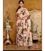 Peace  Printed Japan Satin All Ower  Rose Printes Saree With Seprate Blouse