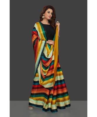 Colour Patta  Japan Satin Printed All Over  Saree With Seprate Blouse 3