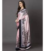 Baby Pink  Japan Satin All Over Printed Saree With Seprate Blouse