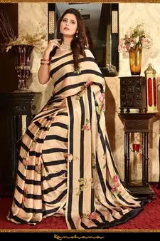 Offwhite Lining Japan Satin  All Over Lining Printed With Seprate Blouse
