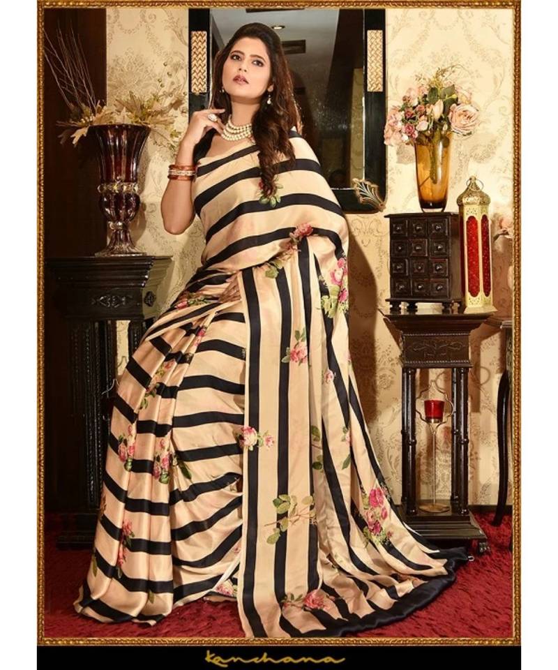 Offwhite Lining Japan Satin  All Over Lining Printed With Seprate Blouse